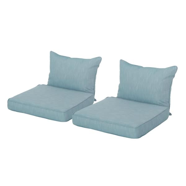 27 in. x 24 in. Outdoor Patio Chaise Lounge Cushion in Blue (Set of 2)