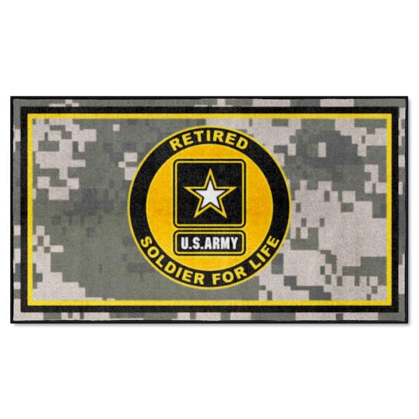 FANMATS U.S. Army Camo 3 X 5 ft. Tufted Solid Nylon Rectangle Plush  Indoor Area Rug