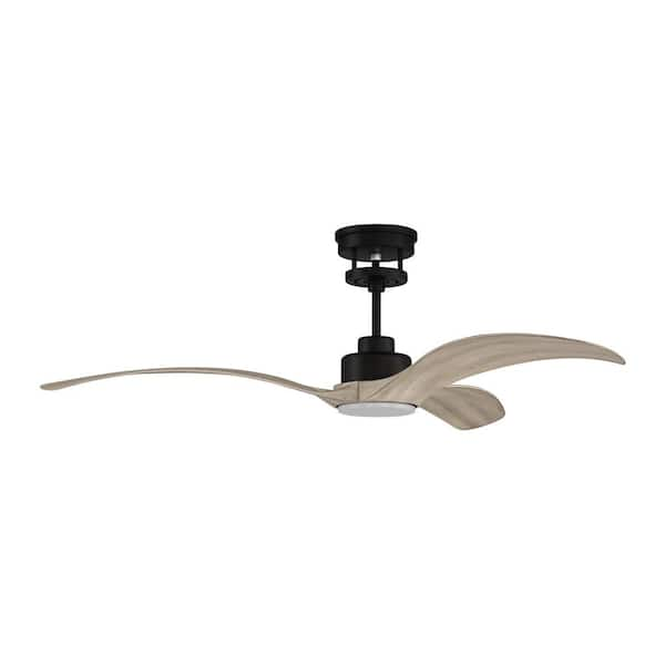 CRAFTMADE Mesmerize 60 in. Indoor/Outdoor Flat Black Finish Ceiling Fan with Smart Wi-Fi Enabled Remote and Integrated LED Light