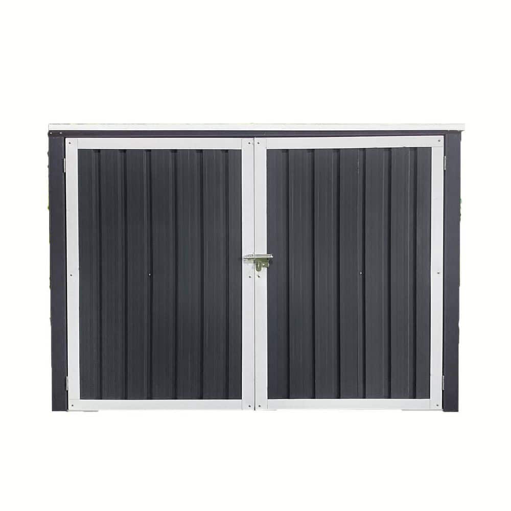 61 in. W x 37 in. D x 44 in. H Black Metal Trash Can Storage Shed ...