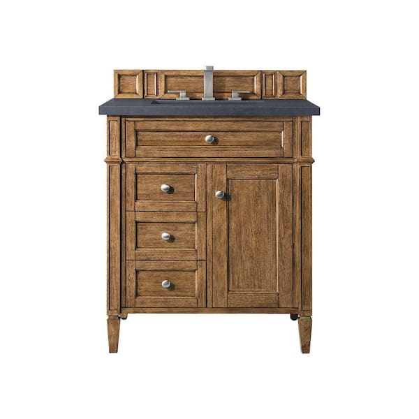 James Martin Vanities Brittany 30.0 in. W x 23.5 in. D x 34 in. H Bathroom Vanity in Saddle Brown with Charcoal Soapstone Quartz Top