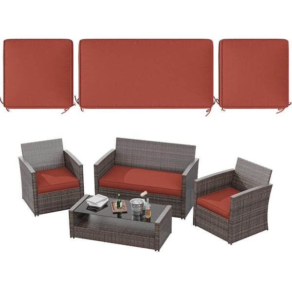 WNP 36 in. x 18 in. (3-Piece) Outdoor Patio Replacement Seat Cushions Fit for Loveseat Lounge Chair Furniture