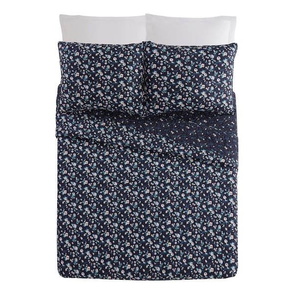 Vera Bradley Navy Garden 3-Piece Blue Cotton King Quilt Set