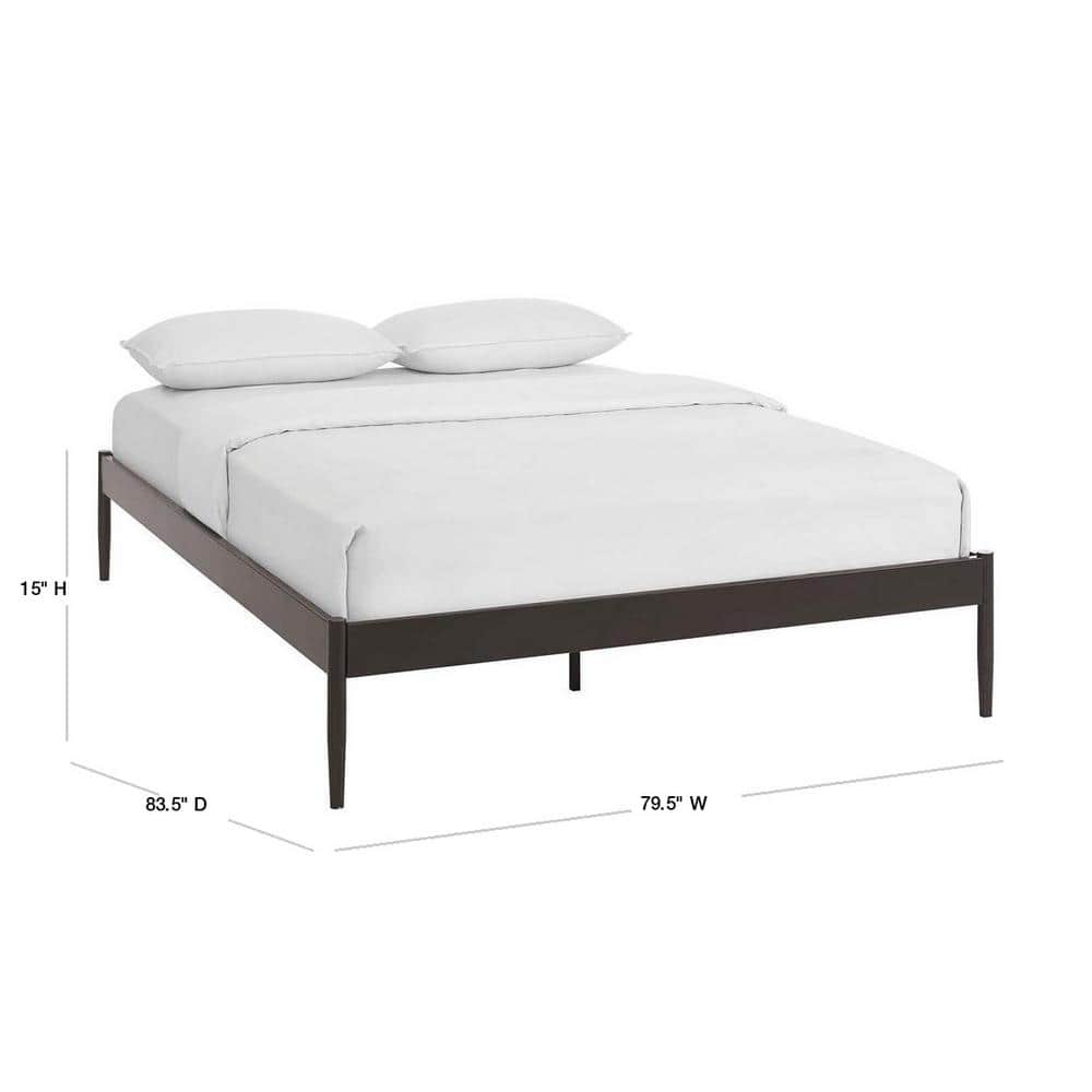 Elsie King-Sized Brown Metal Frame Bed with Upholstered Slats