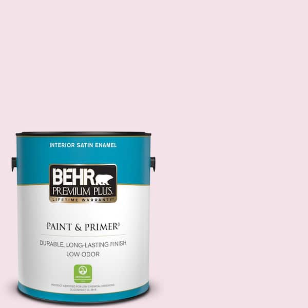 BEHR PREMIUM PLUS 1 gal. #690C-2 Pink Amour Satin Enamel Low Odor Interior Paint & Primer