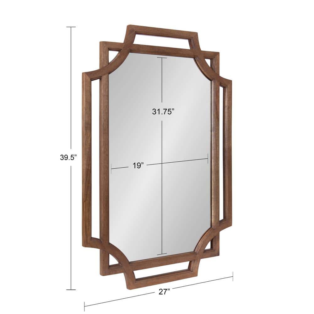 Minuette 40"x27" Natural Mango Wood Geometric Wall Mirror