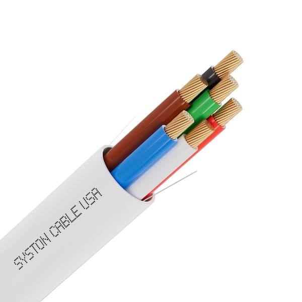 Syston Cable Technology 100 ft. 22/6 White CL3P/CMP Stranded Copper Fire Security Burglar Station Sound Alarm Control Cable Wire UV Resistant