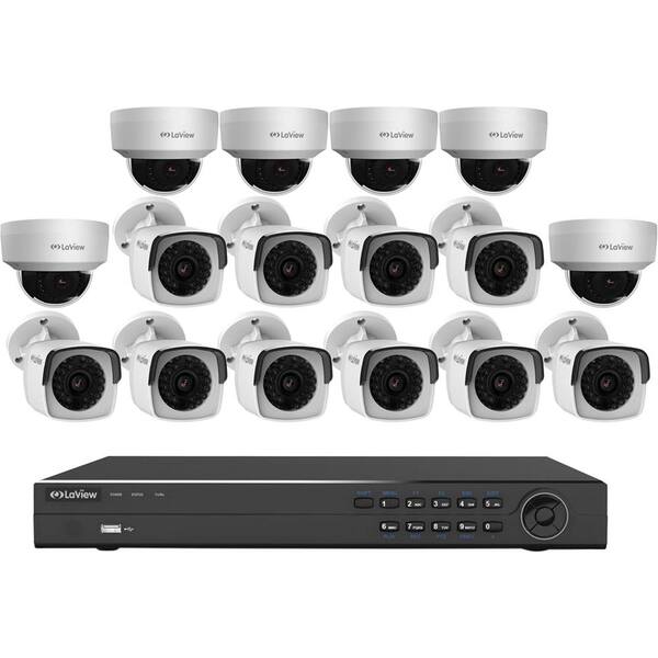 LaView 16-Channel 4MP 3TB IP NVR Surveillance System (10) 4MP Bullet Cameras (6) 4MP Dome Cameras with Remote View