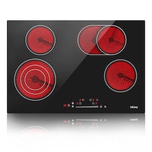 30 in. 4 Elements Ceramic Glass Surface Radiant Electric Cooktop in Black with Dual and Tri-Ring Element