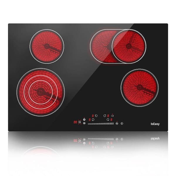 IsEasy 30 in. 4 Elements Ceramic Glass Surface Radiant Electric Cooktop in Black with Dual and Tri-Ring Element