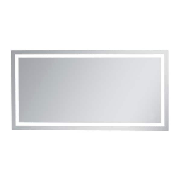 Unbranded Timeless 36 in. W x 72 in. H Framed Rectangular LED Light Bathroom Vanity Mirror in Silver