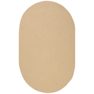 Braided Beige/Tan 6 ft. x 9 ft. Solid Color Gradient Oval Area Rug