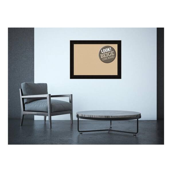 Amanti Art Manteaux Black Wood 32 in. x 24 in. Framed Beige Cork Board