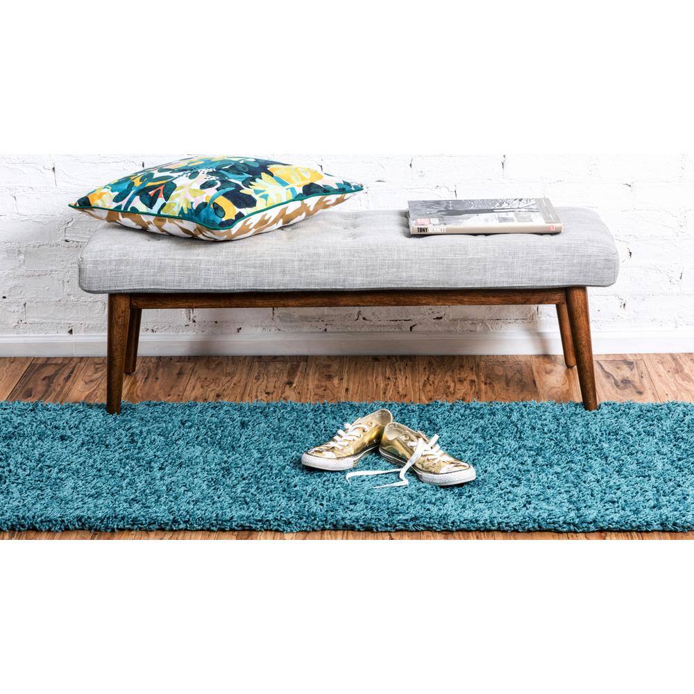 Blue Shag Reversible Synthetic Runner Rug