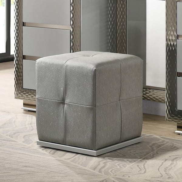 Dulce Gray Fully Upholstered Vanity Stool