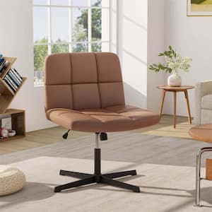 Faux Leather and Foam Cushioned Ergonomic Guest Chair in Brown with No Arms