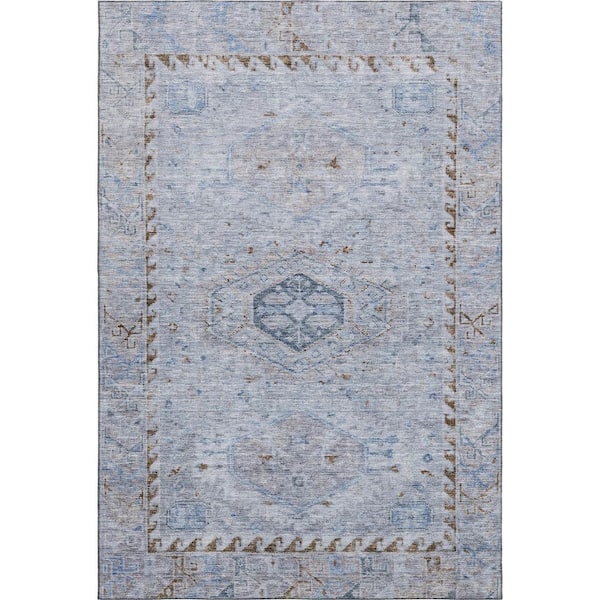 Mayfield Premium Machine Washable Abstract AMF2357 Sky 5 ft. x 7 ft. 6 in. Area Rug