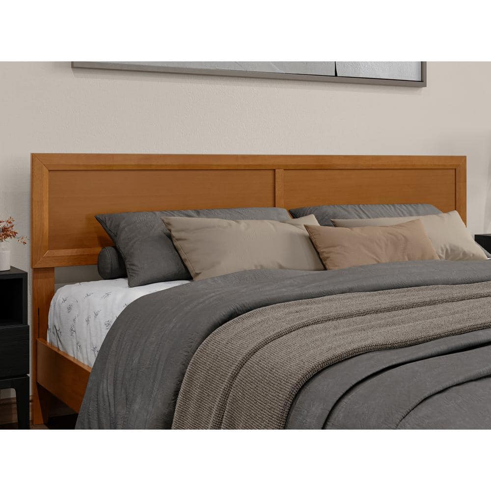 Sophia Light Toffee King Solid Wood Platform Bed with Headboard