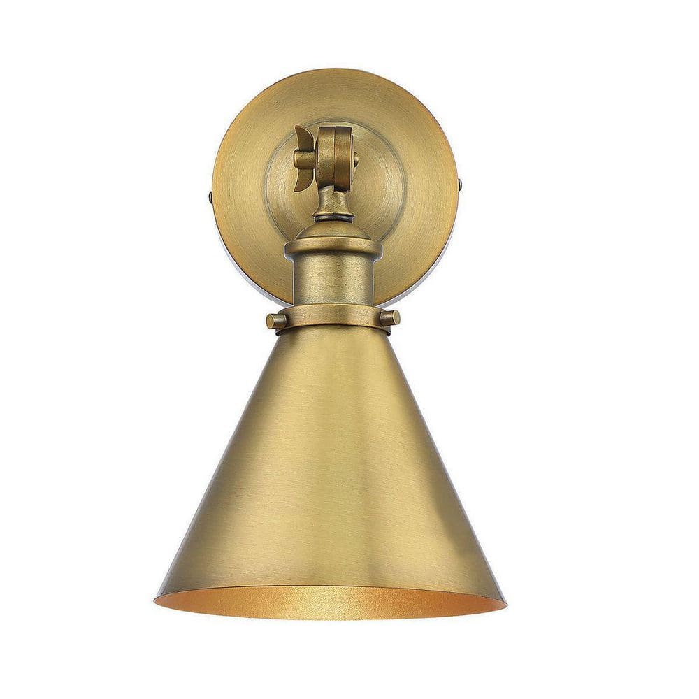 Glenn Warm Brass Adjustable Wall Sconce with Conical Shade
