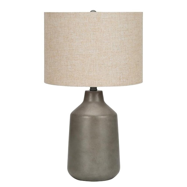 Lighting, 24 in. H, Table Lamp, Grey Concrete, Beige Shade, Contemporary