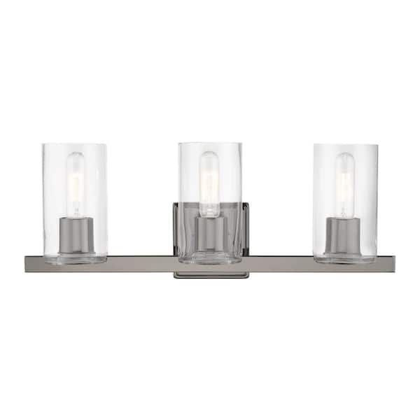 AVIANCE LIGHTING Bannock 22.5 in. 3-Light Black Chrome Vanity Light with Clear Glass