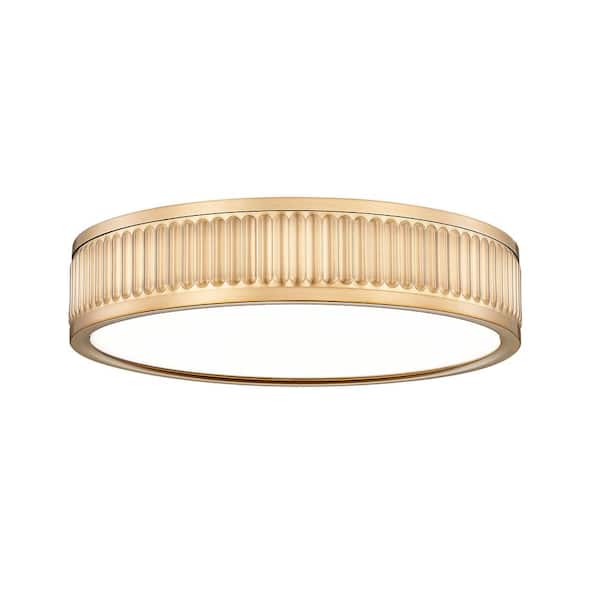 Stari 12.75 in. Modern Gold Integrated LED 1 Light Flush Mount with Frosted Acrylic Shade