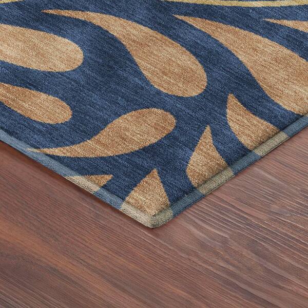 Mayfield Premium Machine Washable Abstract AMF2411 Navy 10 ft. x 14 ft. Area Rug