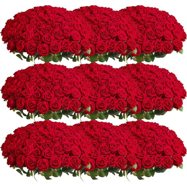 20 in. Red Indoor/Outdoor Artificial Roses Flower (154pcs)