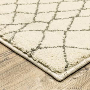 Ivory and Grey  4 ft. x 6 ft. Geometric Power Loom Stain Resistant Area Rug