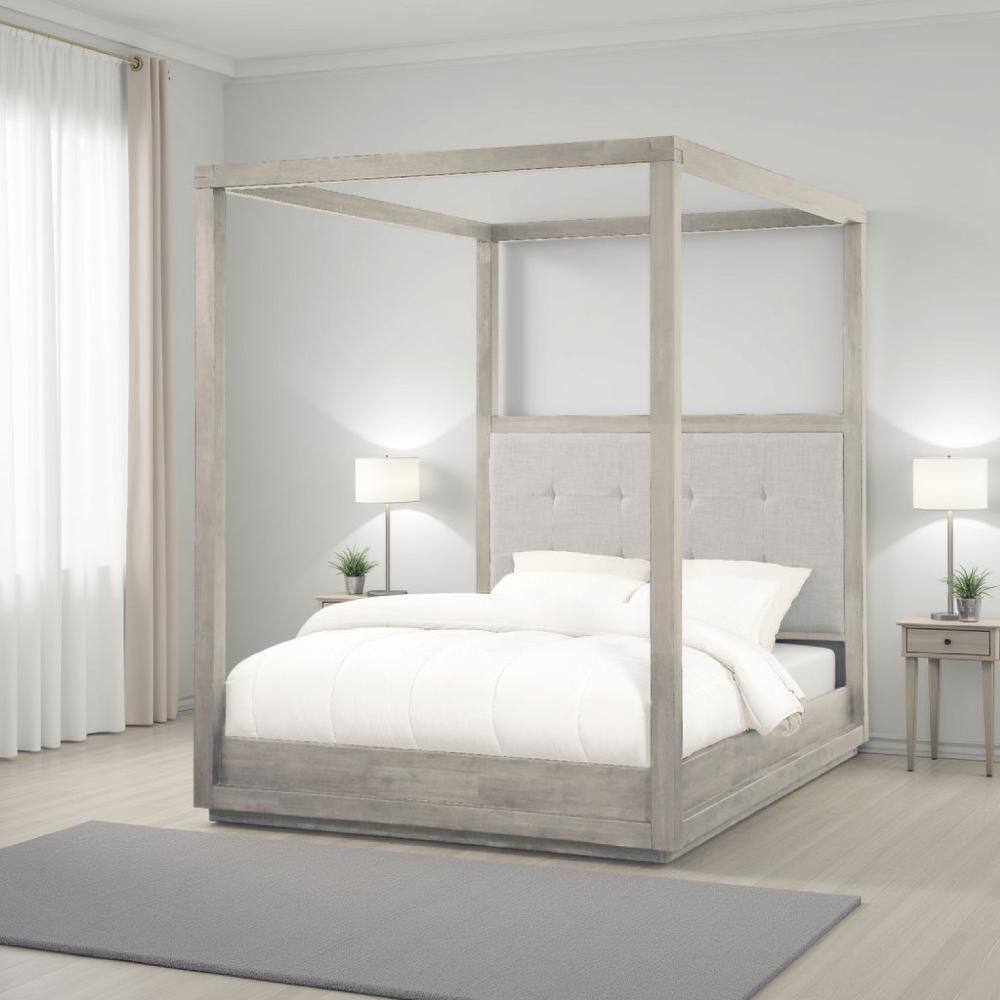 Kim Gray Wood Frame King Size Platform Bed - thumbnail 6