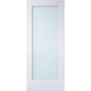 White Laminate 28 in. x 80 in. Solid Hybrid Core Full Lite Satin Glass Primed Pine Wood Interior Door Slab