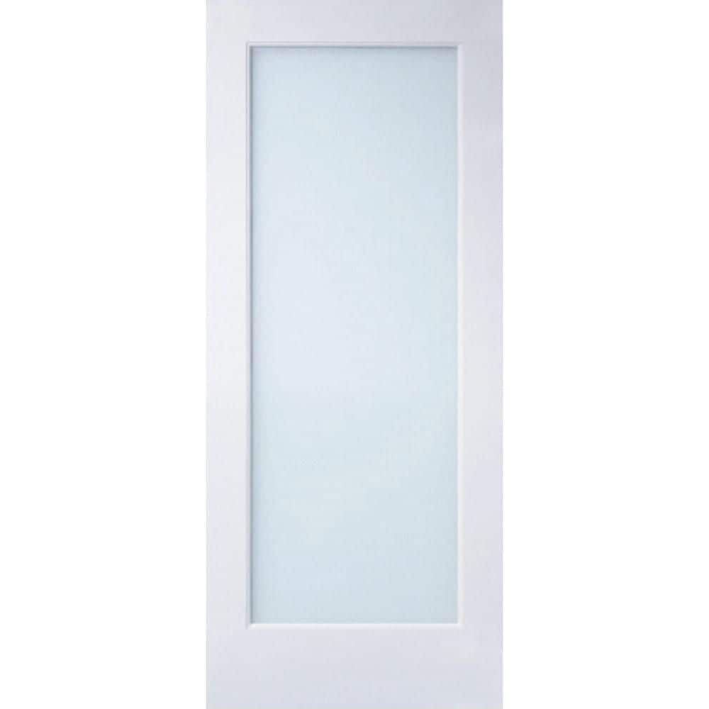 MMI DOOR White Laminate 30 in. x 80 in. Solid Hybrid Core Full Lite Satin  Glass Primed Pine Wood Interior Door Slab Z03752494 - The Home Depot