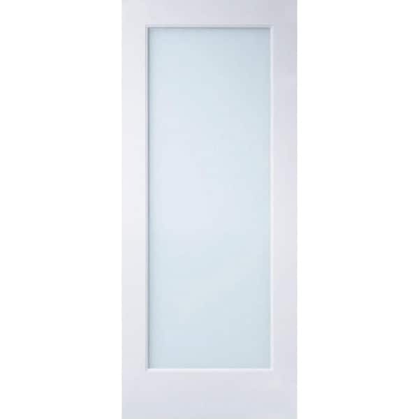 30 in. x 80 in. Full-Lite Solid-Core Primed MDF Interior Door Slab with Sandblasted Privacy Glass