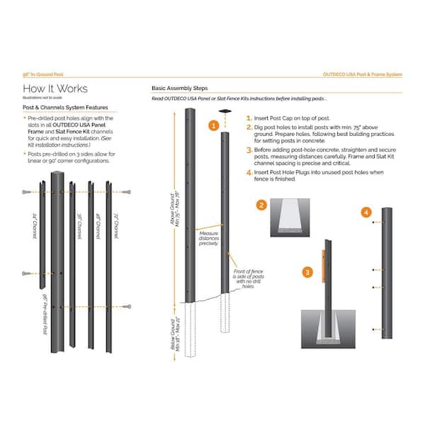 3-ft H x 2-in W Black Galvanized Steel Decorative Universal Fence Post