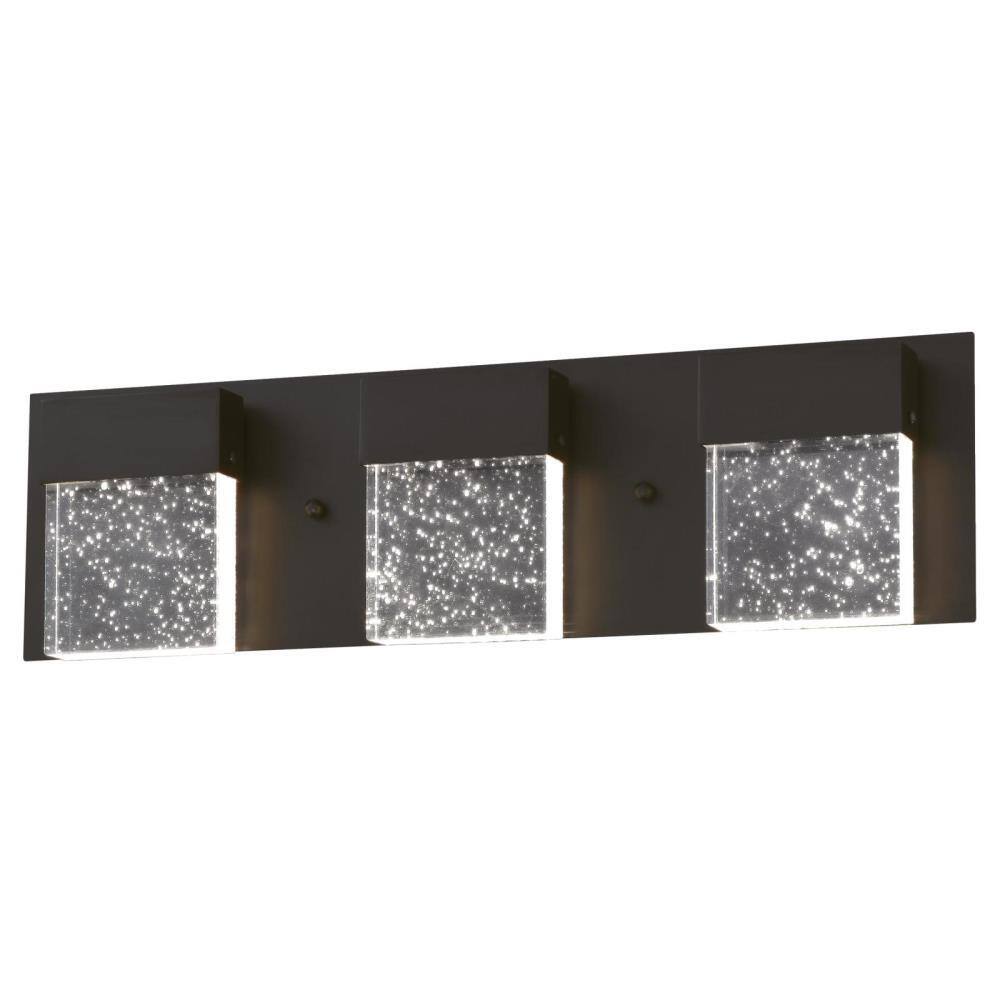 Matte Black LED Vanity Light with Bubble Glass Shades