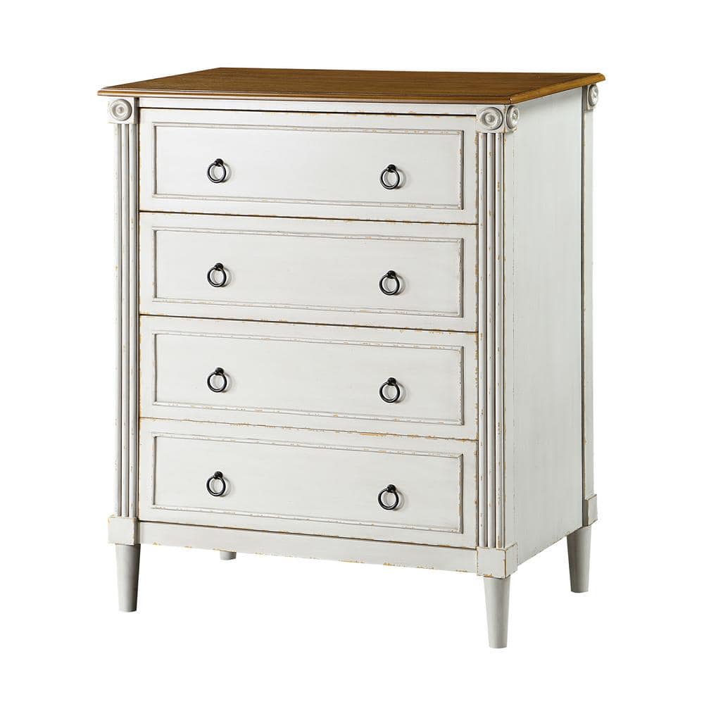 Furniture of America Elani 4Drawer Antique White and Oak Chest of