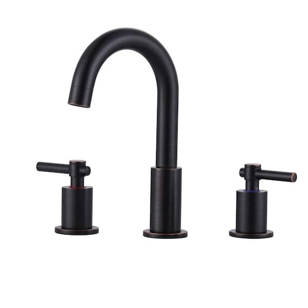 ARCORA 8 in. Widespread 2-Handle 3-Hole Bathroom Faucet with Pop Up Drain in Oil Rubbed Bronze