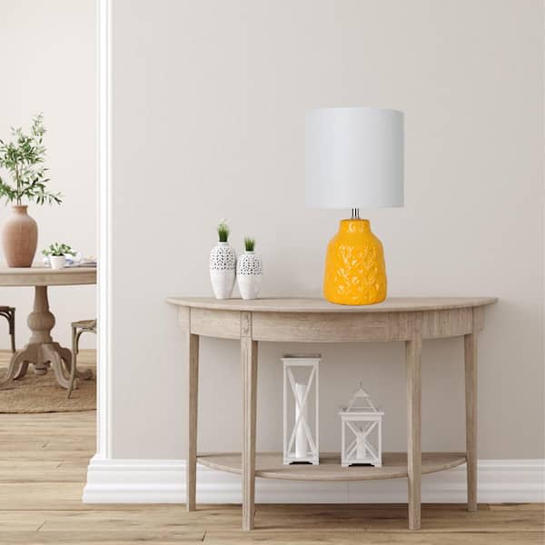 Turmeric Yellow Ceramic Table Lamp, Safi Table Lamp Teal