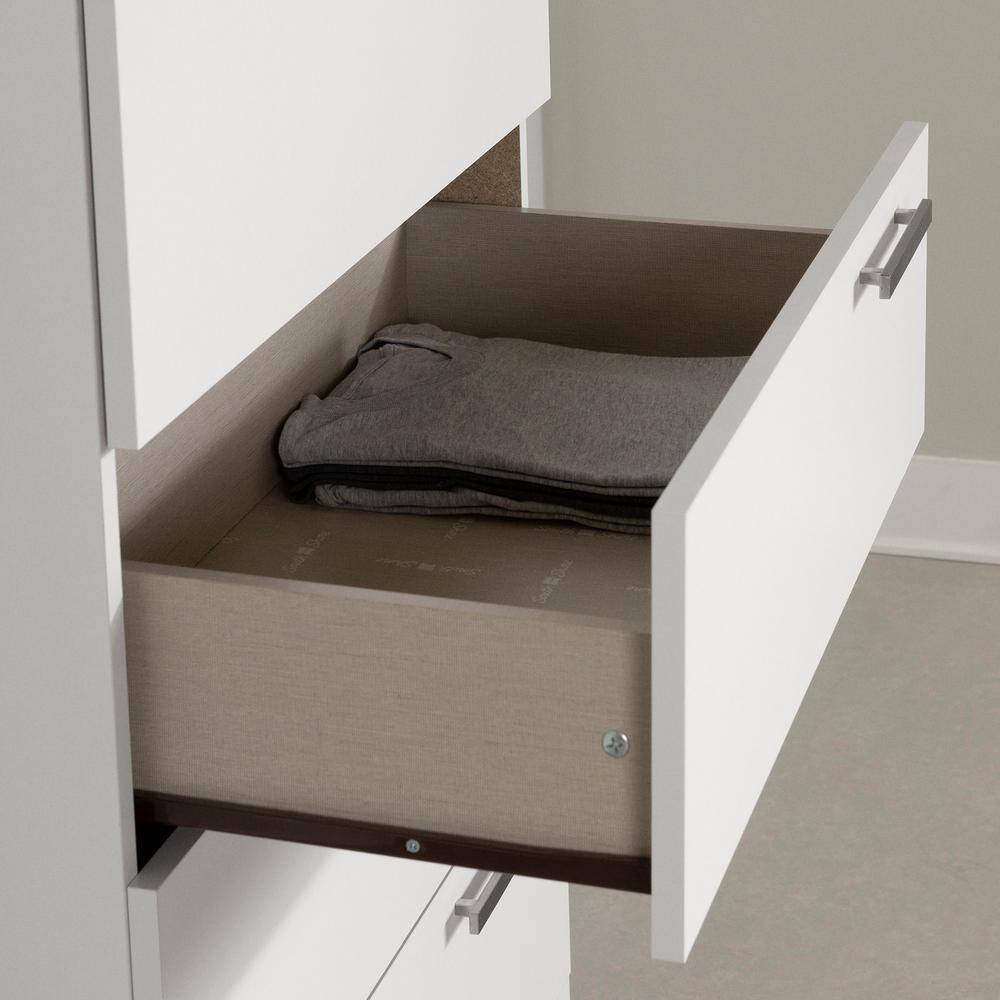 Pure White Vertical 5-Drawer Chest with Metal Handles