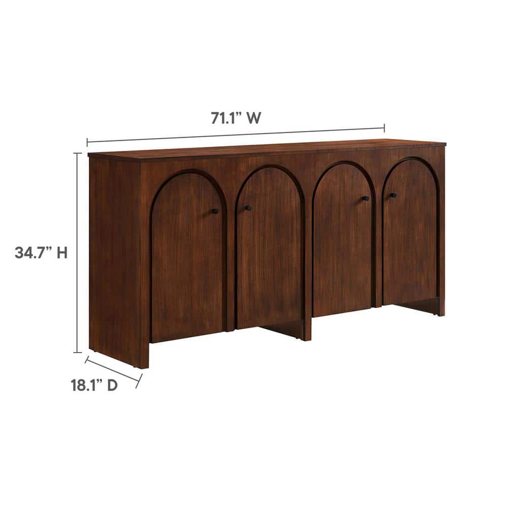 Appia Walnut Wood Veneer 71" Sideboard with Arched Doors