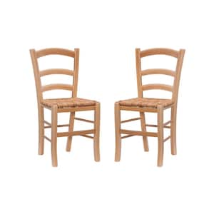 Makai Natural Rush Seat Ladderback Wood Dining Side Chair Set of 2