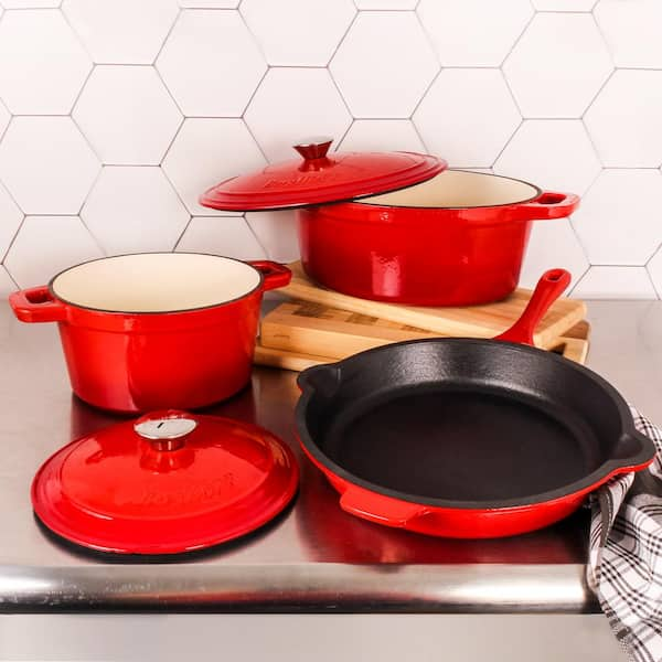 BergHOFF Neo 8 qt Cast Iron Oval Covered Casserole, Red