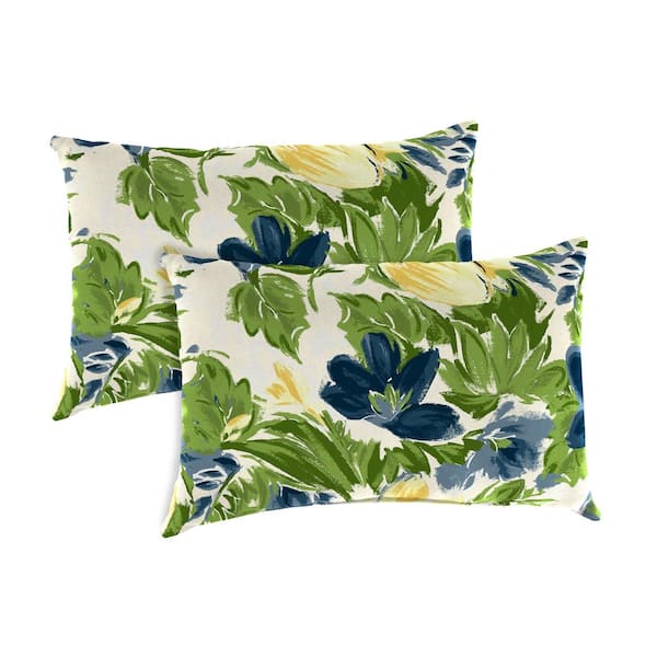 Jordan Manufacturing 12 in. L x 18 in. W x 4 in. T Rectangular Outdoor Lumbar Pillow in Rebecca Asparagus (2-Pack)