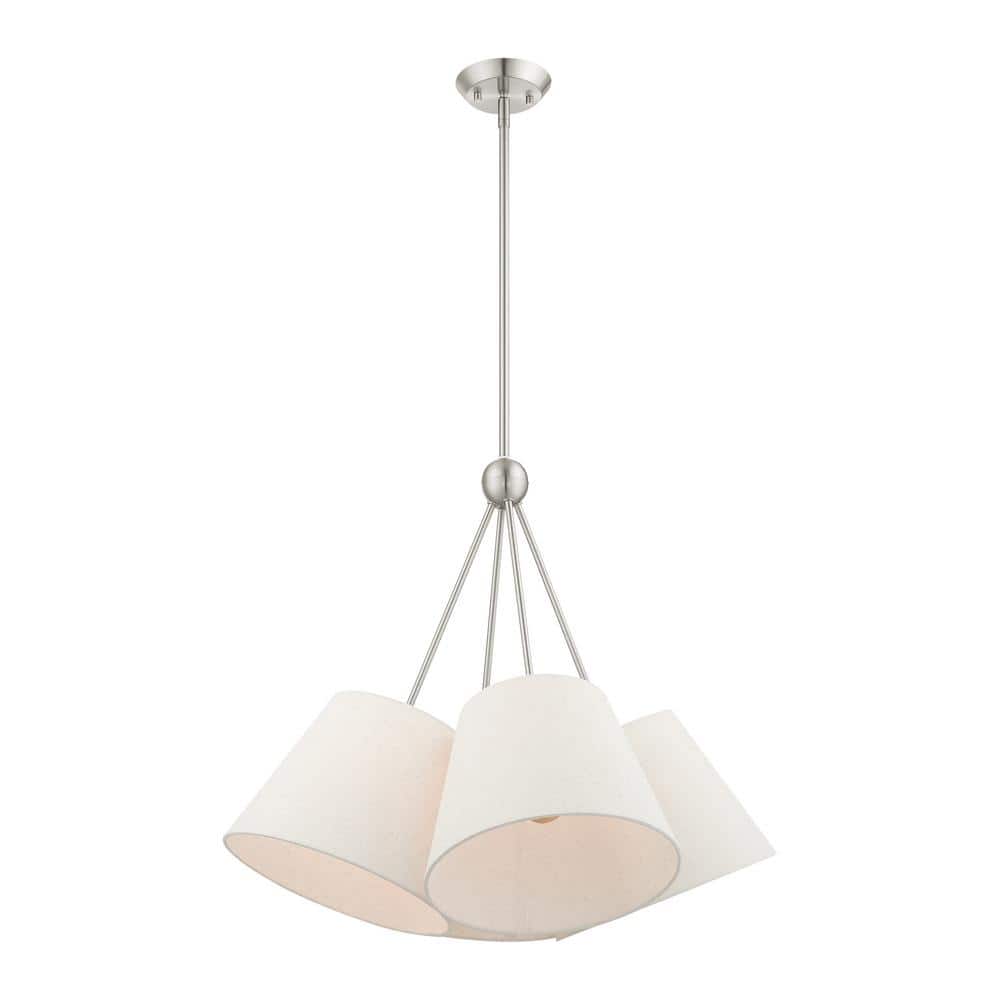 Prato Modern 4-Light Chandelier with Oatmeal Fabric Shade
