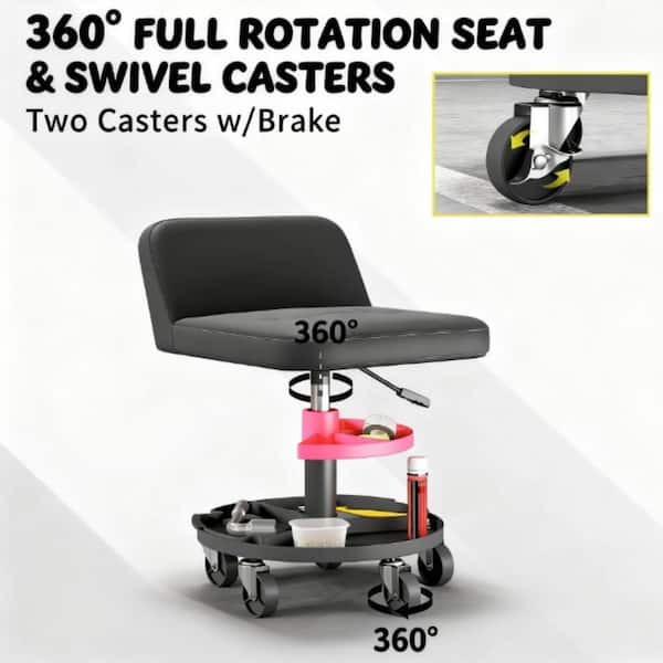 Damodpoy Black Rolling Creeper Mechanic Stool, 300 LBS Capacity