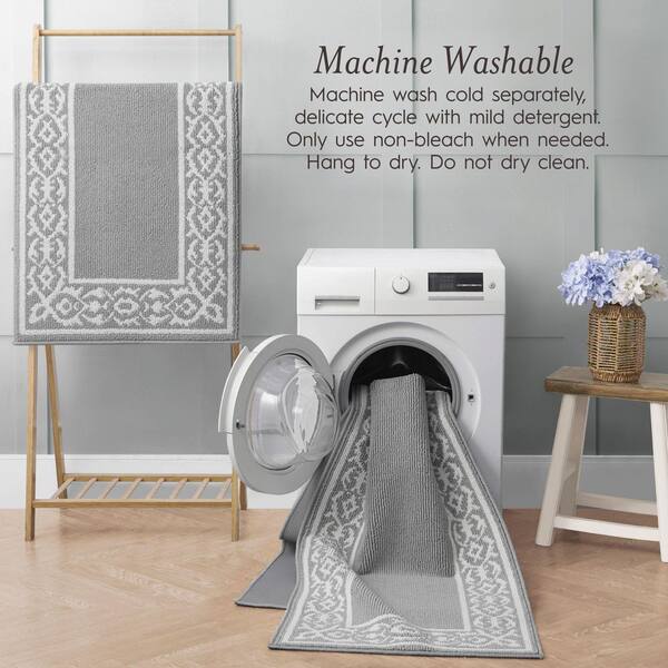 Laura Ashley Lorreta 2-Tone Light Gray/Ivory 2 ft. x 5 ft Border 2