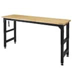 Husky 6 ft. Adjustable Height Solid Wood Top Workbench in Black for ...