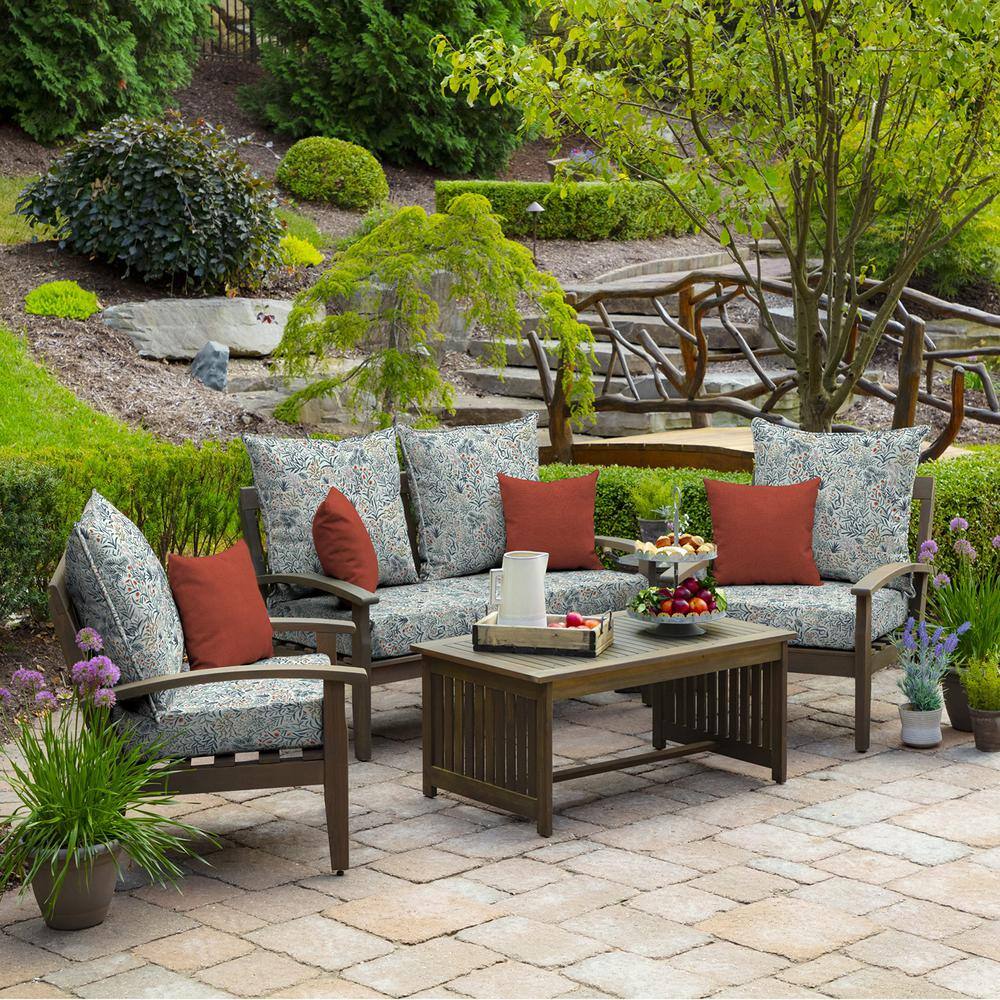 Pistachio Botanical Outdoor Deep Seat Cushion Set, 24 x 24, Polyester