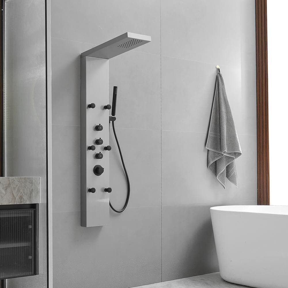 Black Nickel Multi-Function Rainfall Shower Panel System with Body Jets