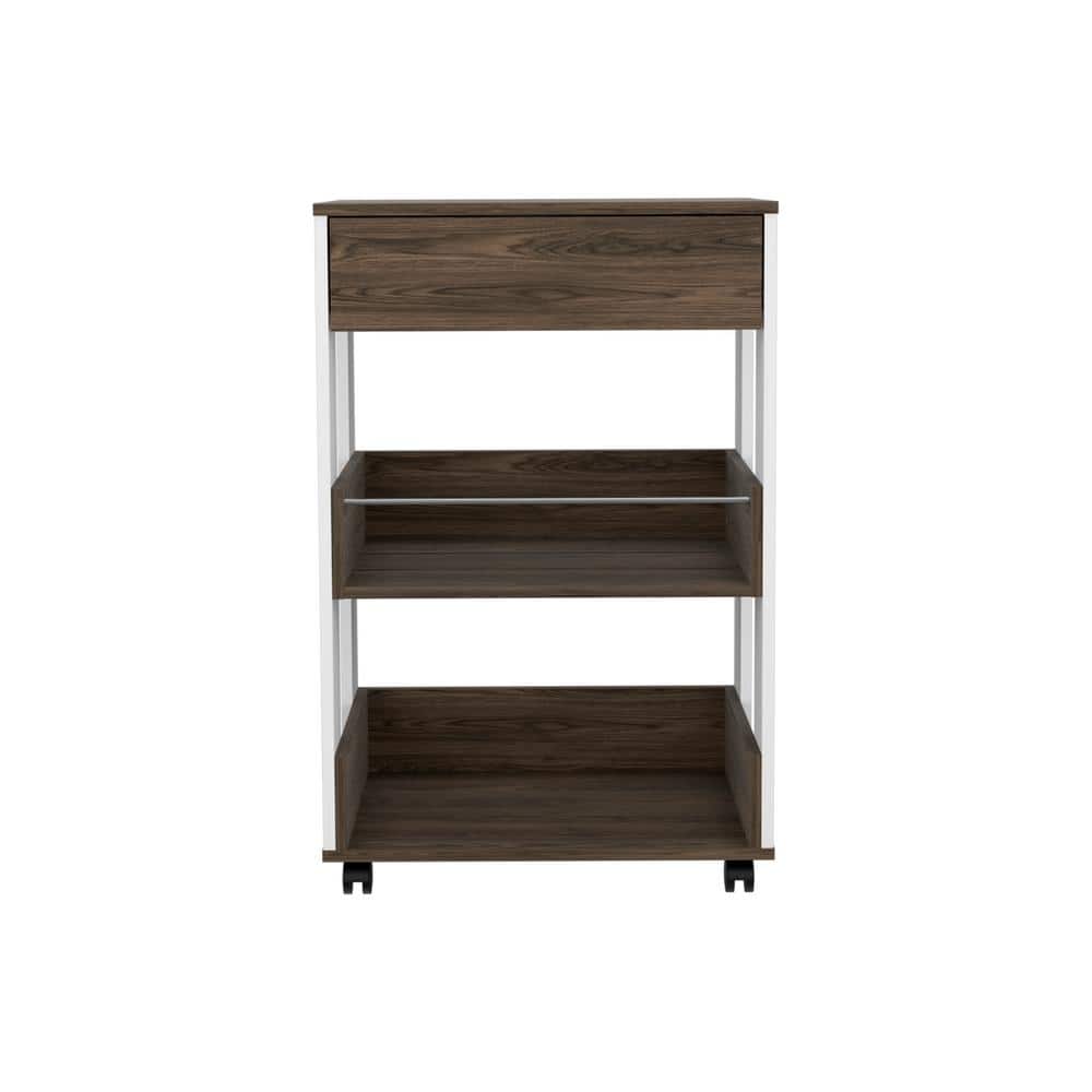 Outdoor Grill Cart 1-Drawer 2-Shelf, Caster White for Easy Mobility